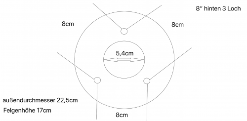 Felge 8" 3 Loch hinten ATV